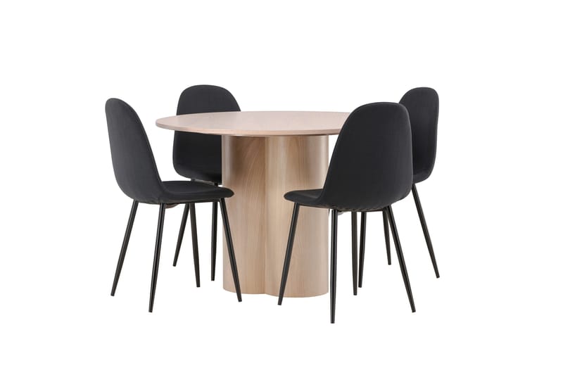 Olivia Matgrupp 110 cm Rund med 4 Polar stolar - Whitewash - Products - Möbler - Bord & matgrupp - Matgrupp