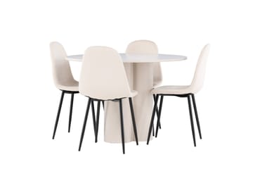 Olivia Matgrupp 110 cm Rund med 4 Polar stolar - Beige/Beige - Products - Möbler - Bord & matgrupp - Matgrupp
