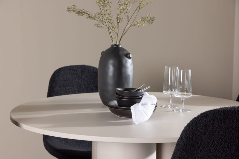 Olivia Matgrupp 110 cm Rund med 4 Polar stolar - Beige/Svart - Products - Möbler - Bord & matgrupp - Matgrupp