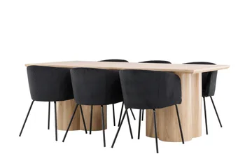 Olivia Matgrupp 210 cm Rektangulär med 6 Berit stolar - Whitewash/Svart - Products - Möbler - Bord & matgrupp - Matgrupp