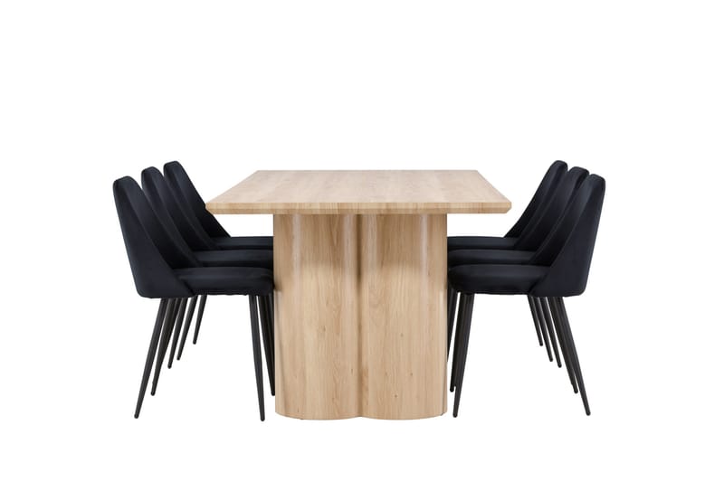 Olivia Matgrupp 210 cm Rektangulär med 6 Night stolar - Whitewash/Svart - Products - Möbler - Bord & matgrupp - Matgrupp