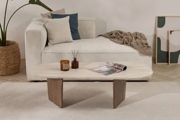 Omari Soffbord 130 cm - Travertin och valnöt - Products - Möbler - Bord & matgrupp - Soffbord