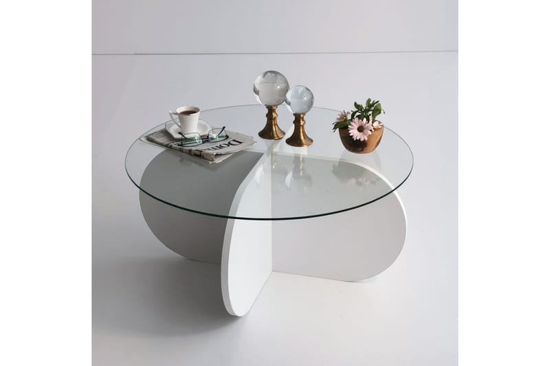 Pakalni Soffbord 75x35x75 cm Runt - Vit - Products - Möbler - Bord & matgrupp - Soffbord