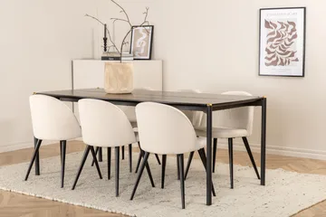 Pelle Matgrupp 190 cm Rektangulär med 6 Velvet stolar - Beige - Products - Möbler - Bord & matgrupp - Matgrupp