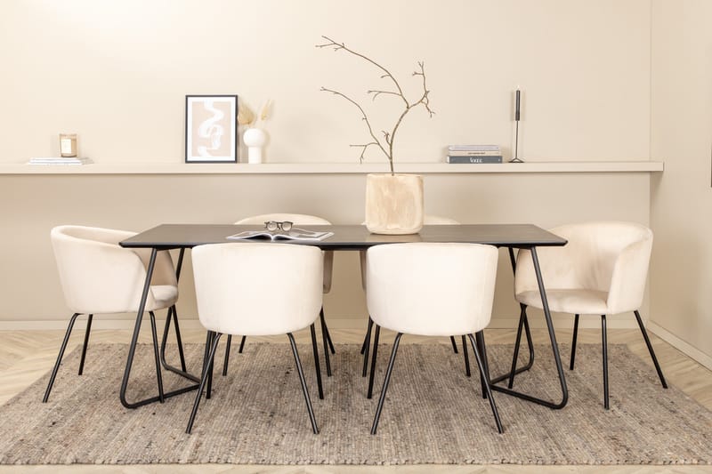 Petra Matgrupp 190 cm Rektangulär med 6 Berit stolar - Beige - Products - Möbler - Bord & matgrupp - Matgrupp