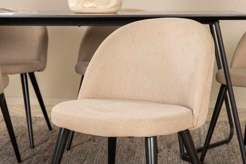 Petra Matgrupp 190 cm Rektangulär med 6 Velvet stolar - Beige - Products - Möbler - Bord & matgrupp - Matgrupp