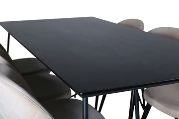 Petra Matgrupp 190 cm Rektangulär med 6 Velvet stolar - Svart - Products - Möbler - Bord & matgrupp - Matgrupp