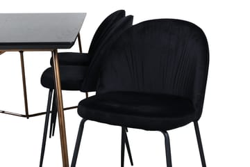 Petra Matgrupp 190 cm Rektangulär med 6 Wrinkles stolar - Svart - Products - Möbler - Bord & matgrupp - Matgrupp