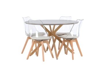 Piazza Matgrupp 120 cm Rund med 4 Edvin stolar - Grå - Products - Möbler - Bord & matgrupp - Matgrupp