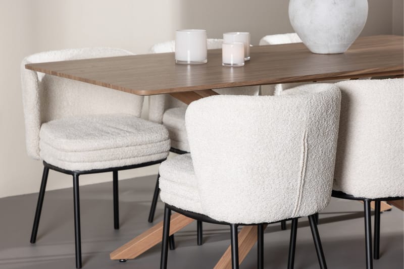 Piazza Matgrupp 180 cm Rektangulär med 6 Agnes stolar - Mocca/Vit - Products - Möbler - Bord & matgrupp - Matgrupp