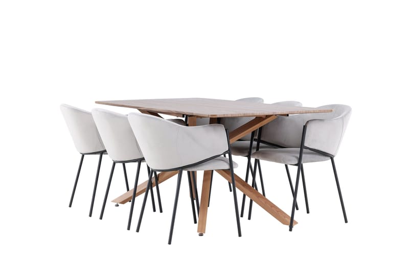 Piazza Matgrupp 180 cm Rektangulär med 6 Evelina stolar - Mocca/Grå - Products - Möbler - Bord & matgrupp - Matgrupp