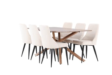 Piazza Matgrupp 180 cm Rektangulär med 6 Leone stolar - Mocca/Beige - Products - Möbler - Bord & matgrupp - Matgrupp