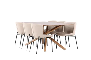 Piazza Matgrupp 180 cm Rektangulär med 6 Modesto stolar - Mocca/Beige - Products - Möbler - Bord & matgrupp - Matgrupp