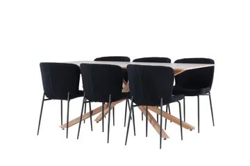 Piazza Matgrupp 180 cm Rektangulär med 6 Modesto stolar - Mocca/Svart - Products - Möbler - Bord & matgrupp - Matgrupp