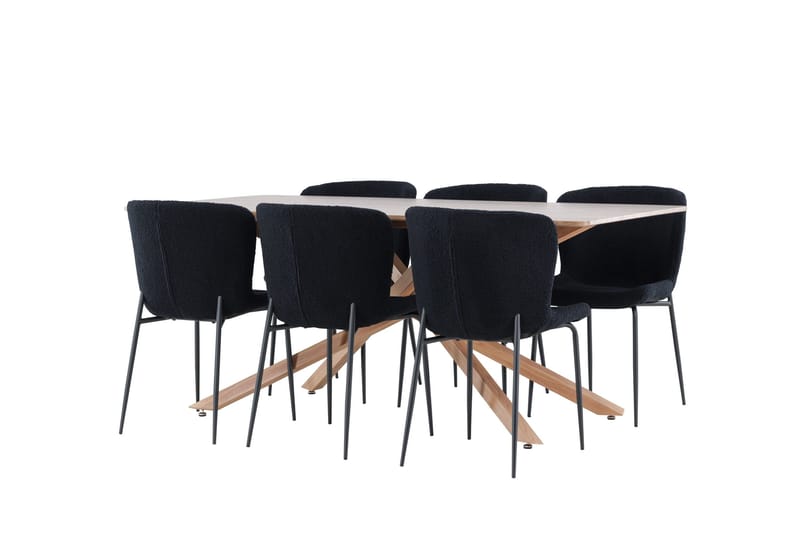 Piazza Matgrupp 180 cm Rektangulär med 6 Modesto stolar - Mocca/Svart - Products - Möbler - Bord & matgrupp - Matgrupp