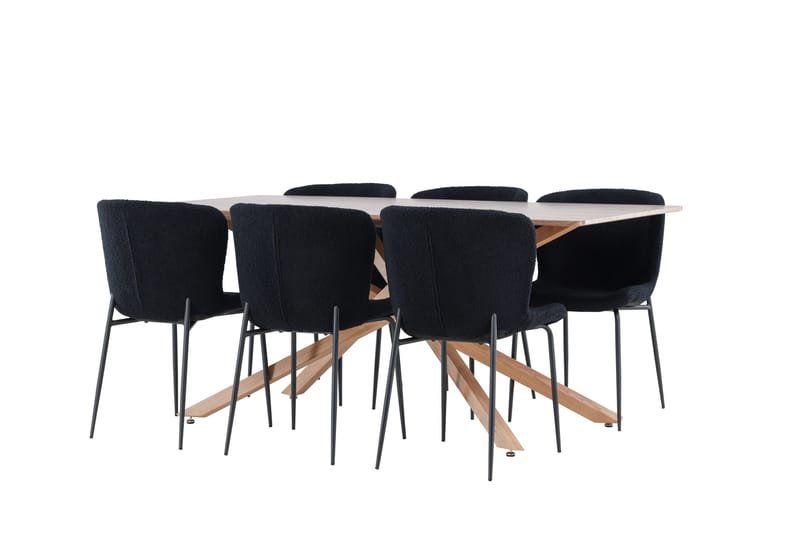 Piazza Matgrupp 180 cm Rektangulär med 6 Modesto stolar - Mocca/Svart - Products - Möbler - Bord & matgrupp - Matgrupp