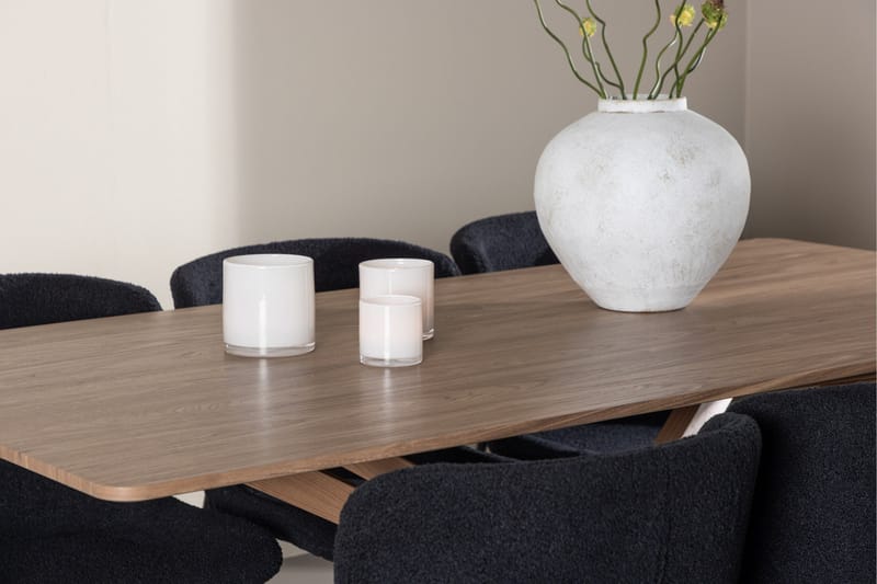 Piazza Matgrupp 180 cm Rektangulär med 6 Modesto stolar - Mocca/Svart - Products - Möbler - Bord & matgrupp - Matgrupp