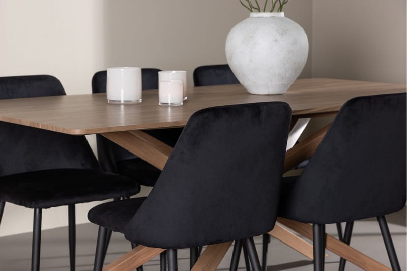 Piazza Matgrupp 180 cm Rektangulär med 6 Night stolar - Mocca/Svart - Products - Möbler - Bord & matgrupp - Matgrupp