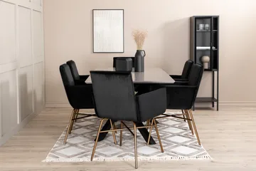 Piazza Matgrupp 180 cm Rektangulär med 6 Petra stolar - Svart - Products - Möbler - Bord & matgrupp - Matgrupp