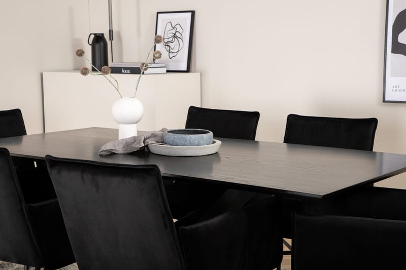 Piazza Matgrupp 180 cm Rektangulär med 6 Petra stolar - Svart - Products - Möbler - Bord & matgrupp - Matgrupp