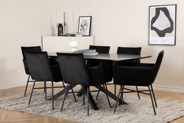 Piazza Matgrupp 180 cm Rektangulär med 6 Petra stolar - Svart - Products - Möbler - Bord & matgrupp - Matgrupp