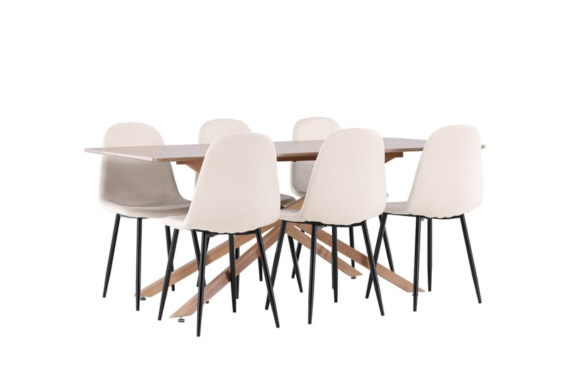 Piazza Matgrupp 180 cm Rektangulär med 6 Polar stolar - Mocca/Beige - Products - Möbler - Bord & matgrupp - Matgrupp