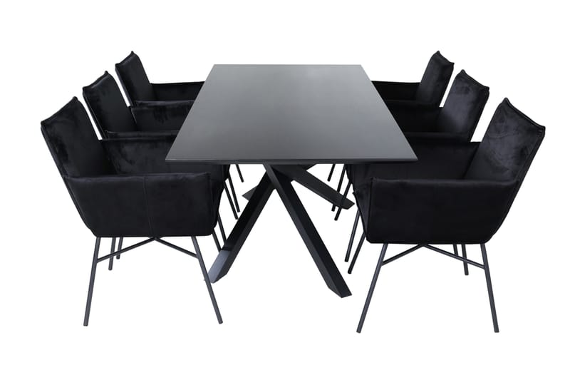 Piazza Matgrupp 180 cm Rektangulär med 6 Petra stolar - Svart - Products - Möbler - Bord & matgrupp - Matgrupp
