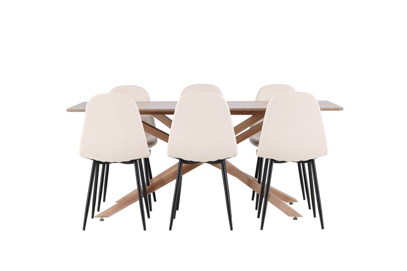 Piazza Matgrupp 180 cm Rektangulär med 6 Polar stolar - Mocca/Beige - Products - Möbler - Bord & matgrupp - Matgrupp