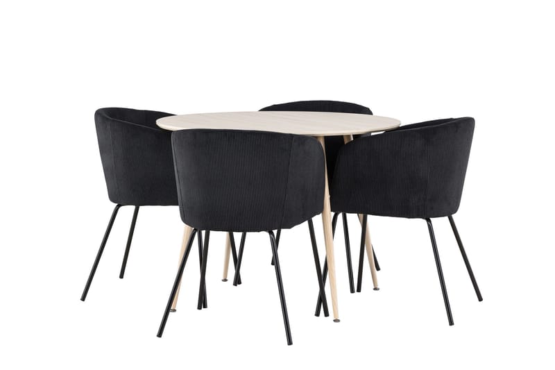 Plaza Matgrupp 100 cm Rund med 4 Berit stolar - Whitewash/Svart - Products - Möbler - Bord & matgrupp - Matgrupp