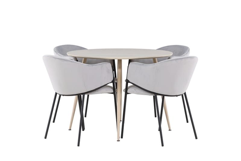 Plaza Matgrupp 100 cm Rund med 4 Evelina stolar - Whitewash/Grå - Products - Möbler - Bord & matgrupp - Matgrupp
