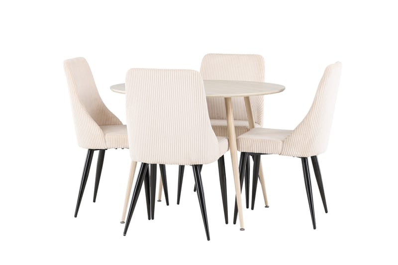Plaza Matgrupp 100 cm Rund med 4 Leone stolar - Whitewash/Beige - Products - Möbler - Bord & matgrupp - Matgrupp