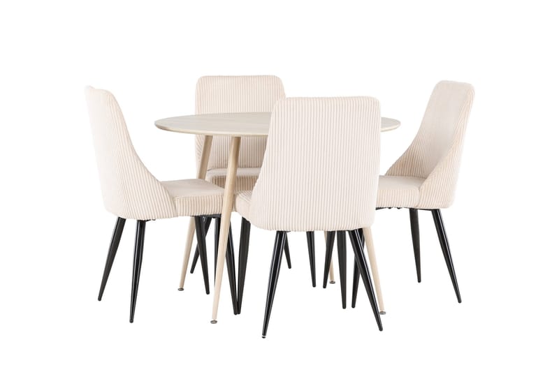 Plaza Matgrupp 100 cm Rund med 4 Leone stolar - Whitewash/Beige - Products - Möbler - Bord & matgrupp - Matgrupp