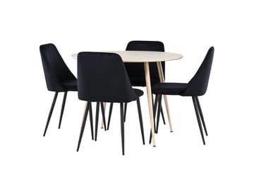 Plaza Matgrupp 100 cm Rund med 4 Night stolar - Whitewash/Svart - Products - Möbler - Bord & matgrupp - Matgrupp