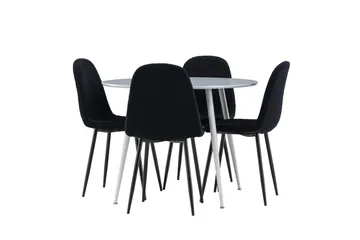 Plaza Matgrupp 100 cm Rund med 4 Polar stolar - Grå/Svart - Products - Möbler - Bord & matgrupp - Matgrupp