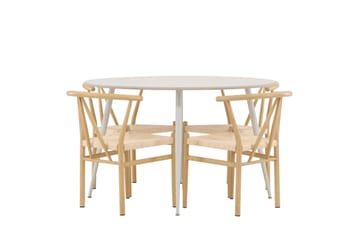 Plaza Matgrupp 120 cm Rund med 4 Alfons stolar - Beige/Beige - Products - Möbler - Bord & matgrupp - Matgrupp