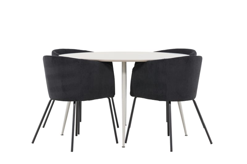 Plaza Matgrupp 120 cm Rund med 4 Berit stolar - Beige/Svart - Products - Möbler - Bord & matgrupp - Matgrupp