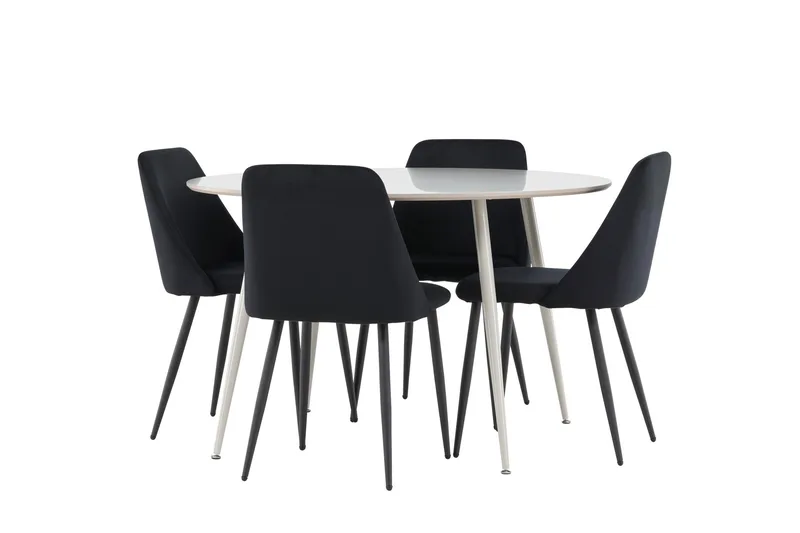 Plaza Matgrupp 120 cm Rund med 4 Night stolar, Beige/Svart