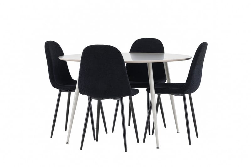Plaza Matgrupp 120 cm Rund med 4 Polar stolar, Beige/Svart