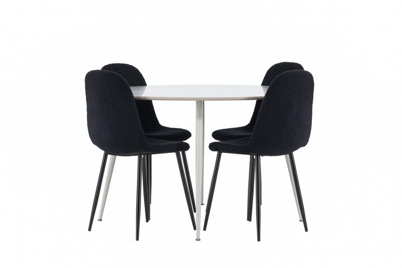 Plaza Matgrupp 120 cm Rund med 4 Polar stolar - Beige/Svart - Products - Möbler - Bord & matgrupp - Matgrupp