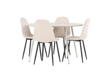 Plaza Matgrupp 120 cm Rund med 4 Polar stolar - Beige/Beige - Products - Möbler - Bord & matgrupp - Matgrupp