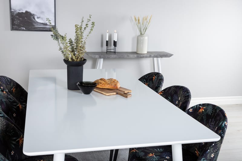 Polar Matgrupp 180 cm Rektangulär med 6 Velvet stolar - Svart - Products - Möbler - Bord & matgrupp - Matgrupp