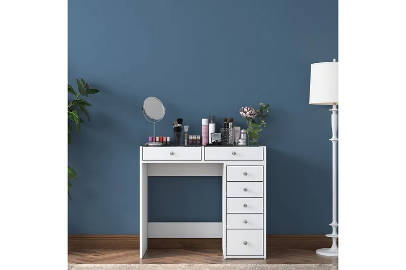 Ramender Sminkbord 90 cm - Glasskiva - Products - Möbler - Bord & matgrupp - Sminkbord & toalettbord