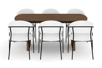 Richeto Matbord 180 cm med 6 Karol Matstolar - Rökt ek / Vit Bouclé - Products - Möbler - Bord & matgrupp - Matgrupp