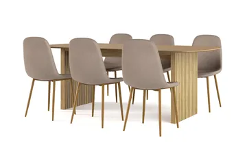Richeto Matbord 210 cm ek +  6 st Nibe stol brun med ek ben - Natur/Brun - Products - Möbler - Bord & matgrupp - Matgrupp