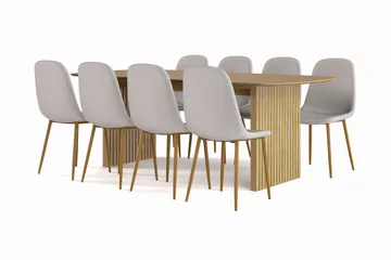 Richeto Matbord 210 cm ek +  8 st Nibe stol grå med ek ben - Natur/Grå - Products - Möbler - Bord & matgrupp - Matgrupp