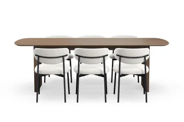 Richeto Matbord 240 cm med 6 Lucy Matstolar - Rökt ek / Vit Bouclé - Products - Möbler - Bord & matgrupp - Matgrupp