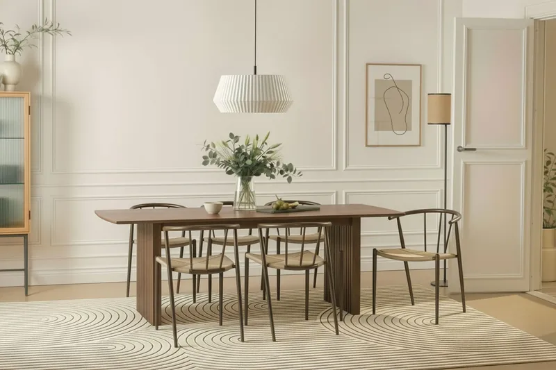Richeto Matbord 240 cm med 6 Winston Matstolar - Rökt ek / Beige / Metallben Rökt ek - Products - Möbler - Bord & matgrupp - Matgrupp