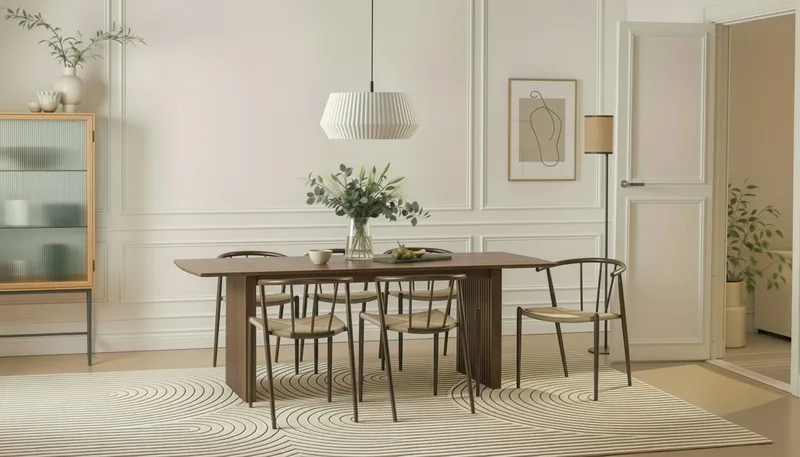 Richeto Matbord 240 cm med 6 Winston Matstolar - Rökt ek / Beige / Metallben Rökt ek - Products - Möbler - Bord & matgrupp - Matgrupp