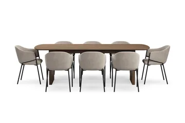 Richeto Matbord 240 cm med 8 Filip Matstolar - Rökt ek / Taupe Bouclé - Products - Möbler - Bord & matgrupp - Matgrupp