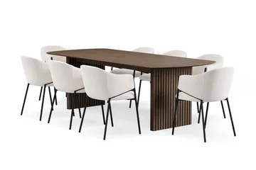 Richeto Matbord 240 cm med 8 Filip Matstolar - Rökt ek / Vit Bouclé - Products - Möbler - Bord & matgrupp - Matgrupp